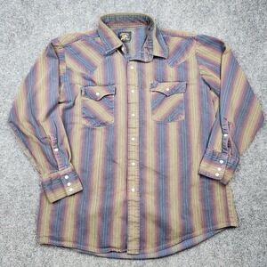 Vintage Saddle King Western Shirt Mens XL Striped Pearl Snap Cowboy 80s